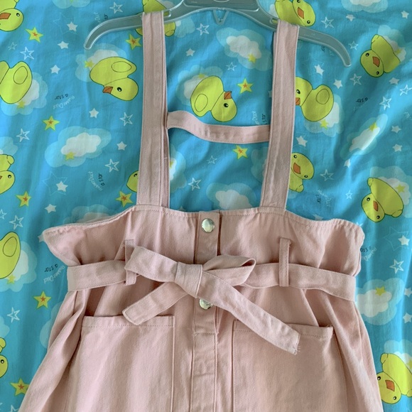 Girls Pink denim suspender skirt - Picture 2 of 4